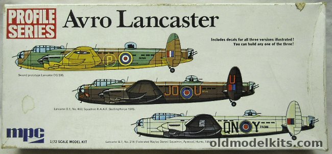 MPC 1/72 Avro Lancaster Profile Series - DG595-2nd Prototype / B.1 No. 463 RAAF 1945 / B.1 No 214 Federated Malay States 1950 (Airfix molds), 2-2503 plastic model kit